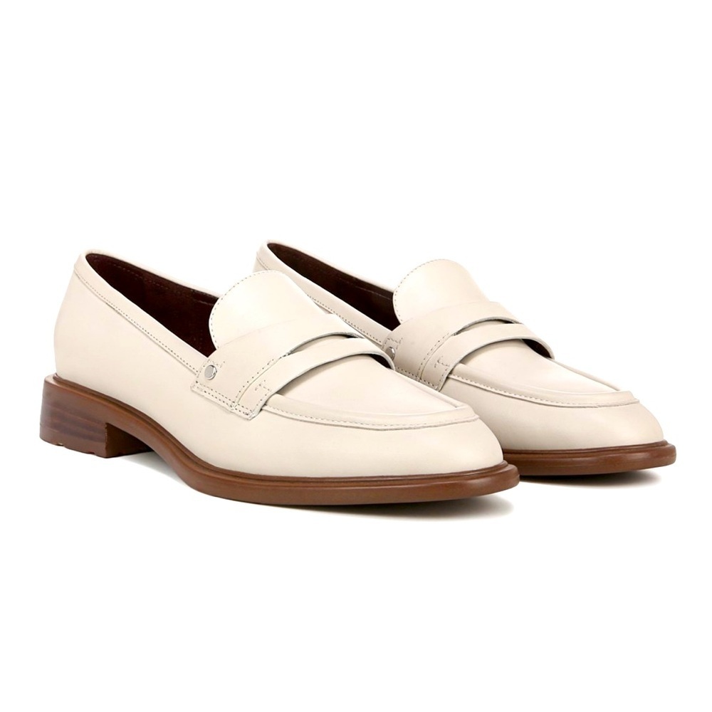 Franco Sarto Ivory Leather Penny Loafers Size 10 NWOT - Picture 2 of 10
